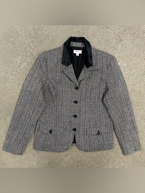 EUC Isaac Mizrahi patterned wool blend peacoat blazer jacket size 16